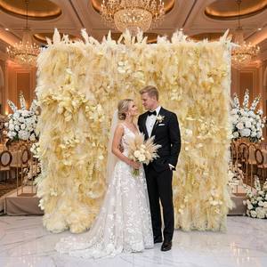 5d Rolled up Yellow Pampas Flower Wall Background Wedding Decoration Simulation Flower Wall Background Wall Internet Famous
