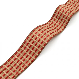 Neelkamal Industries 25mm Christmas Ribbon Red Stitch Pattern for Bows Wreaths Gift Wrapping & Festive Decor 50 Yard Roll Bulk