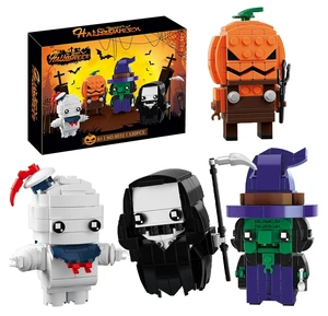 CAYI 2026 Halloween Brick Heads Building Block Sets Halloween Decoration Building Brick Ghost Death Compatible Halloween Toy