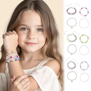 4pcs Colorful Braided Beaded Bracelet Set Cute Fashion Girls Funny Christmas Birthday Gifts Party Favors Dress up Jewelry