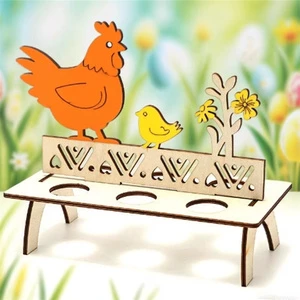 Wholesale Handmade Wooden Easter Home Decoration Crafts Egg Holder and Rabbit Rack with Engraving for Your Home Decor