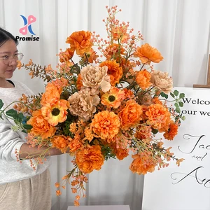 Custom-made Realistic Handmade Artificial Silk Orange Flower Ball Wedding Birthday Events Table Centerpieces Long-lasting