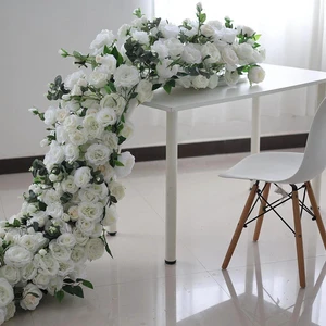 Wholesale Customized 100*40cm Wedding Table Centerpiece Rose Wedding Flowers Arrangement Decoration Flower Ball Table Runner