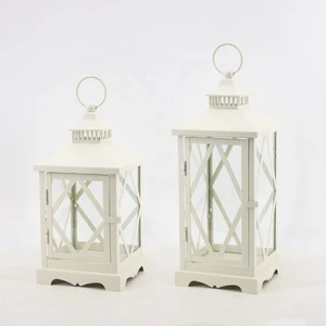 Patio Wedding Christmas Spring Decor Vintage Metal Candle Holders Outdoor White Mini Candle Lantern Decorative Outdoor Lantern