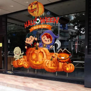 Custom High Quality Waterproof All Hallows' Day Halloween Festival Ghost Pumpkin Cat Bat Decoration Window Vinyl Stickers