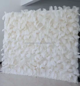 A69 White Feather Wall Backdrop Wedding Decoration Roll up Cloth Back Flower Wall White Ostrich Feather Wall for Event Party