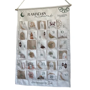 Wholesale Ramadan Plastic Countdown Calendar 94x70cm Muslim Party Decor Eid Mubarak DIY Pocket Kareem Festival Decoration