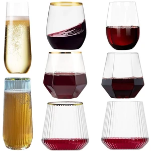 High Quality PET Plastic Champagne Flutes Shatterproof Clear Wine Glasses Unbreakable Stemware For Wedding Party Outdoor