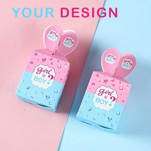 New Customizable Football Paper Candy Case Gender Revealing square Box with Creative for Party Celebration
