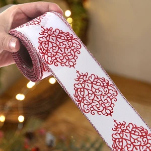 Creative Linen Festive Wrapping Wired DIY Christmas Fabric Trim Polyester Ribbon Garland for Xmas Tree Wreath Bows Craft Supply