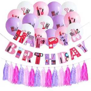 Cosmetics Theme Party Decoration Supplies Happy Birthday Paper Banner Set Birthday Party Wall Backdrop Ornament