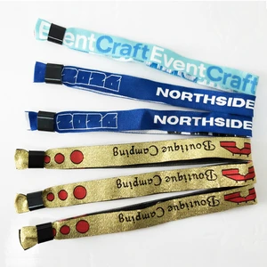 Fancy Party Supplies New Personalized Cloth Woven Event Bracelet with Gold Thread for Festival