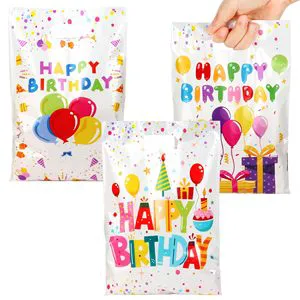 30Pcs Star Print Plastic Party Favor Bags with Handles Kids Birthday Goodie Bags for Candy Boys Girls Party Packaging Supplies