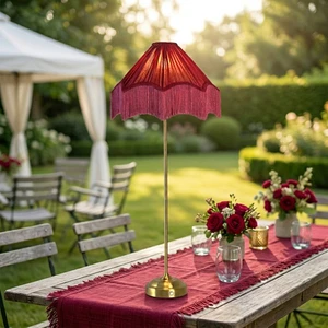 60CM Nordic Modern LED Rechargeable Cordless Table Lamp Battery Operated Fabric Flower Lampshade Home Decor Wedding Decoration