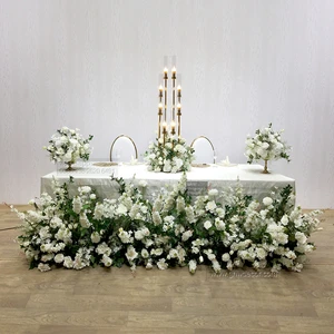 GNWWedding Decoration Supplies Custom Color Silk Wedding Floral Table Runner and Flower Ball Table Artificial Flowers Decoration