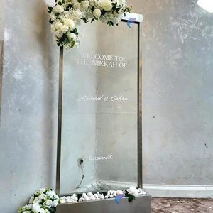 Customized Rain Curtain Waterfall Fountain Glass water wall Outdoor Welcome Wedding Sign and Stand