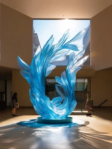 Custom Luxury Crystal Fiberglass Sculpture for Hotel Lobby Art Decor