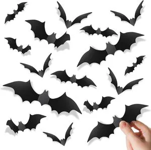 Bats Halloween Decorations Party Supplies Realistic PVC 3D Black Scary Bat Stickers for Halloween Party Decorations