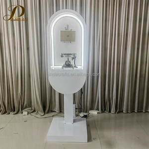 Hot Sales Outdoor Wedding Party Decoration Led Light Audio Guestbook Metal Stand Wedding Telephone Booth