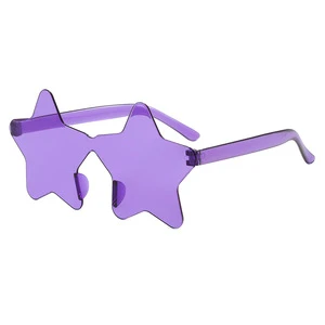Colorful Rimless Star Sunglasses Transparent Candy Color Photo Props for Birthday Party Cosplay and Halloween