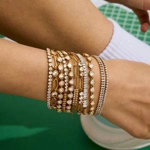 Waterproof Stainless Steel Party Bracelet 18K Gold Plated Jewelry Bracelet Luxury Heart Cubic Zircon Diamond Bracelet for Women