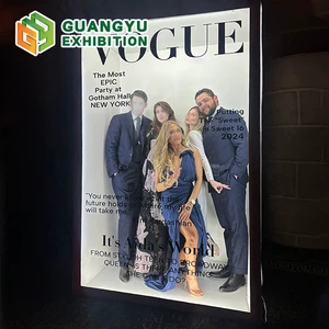 Custom Magazine Photo Booth Box vogue Style Outdoor Wedding Party Event Selfie Photo Booth Props Backdrop 6.5x7.5ft Booth Box