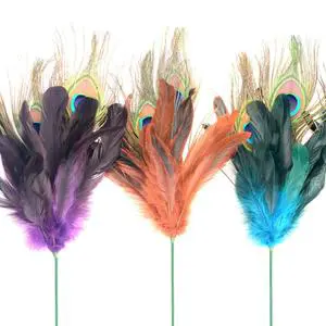 Decorative Flower Wire Stem Feather Floral Pick For Floral Arrangement Supply Wedding Party Holiday Vase Home Decor