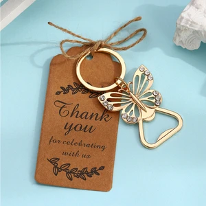 Rhinestones Butterfly Organza Bag Key Chain Favor Gift Set Wedding Thanksgiving Happy Birthday Festive Party Gifts Souvenir