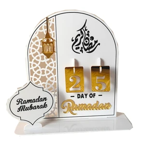 Plastic Ornament Ramadan Eid Mubarak Count Down Calendar Board Eid Party Acrylic Calendar Board Ramadan Kareem Party Supplies