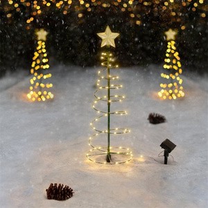 Spiral Christmas Tree LED Lights Christmas Tree Spiral String Lamps Xmas Decoration for Garden and Lawn