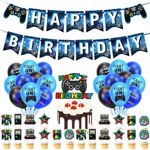 Blue Game on Party Decoration Set Boys Birthday Game on Controller Globo Video Game Controller Printed Balloons Supplies