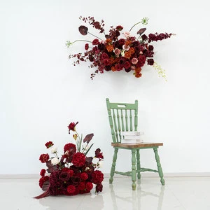 New Arrival Silk Hydrangea Flower Ball Aisle Wedding Decoration Red Burgundy Artificial Rose Flower Centerpieces Table Decor
