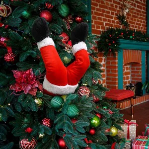 Festive Holiday Home Decor Christmas Tree Set Indoor Outdoor Ornaments with Santa Elf Leg Plush Door Hangers Factory Wholesale