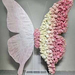 Hot Selling Wedding Event Stage Center Decoration Props Background Giant butterfly and Artificial Flower