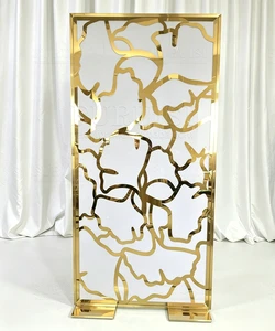 Hot Sale Wedding Backdrop Stand with White Acrylic Stainless Steel Wedding Decoration Wall
