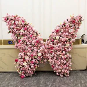 All Red Butterfly Flower Wall Decoration 3D Flower Backdrop Panel Wedding Party Event Ceremony Flower Arrangement Supplies