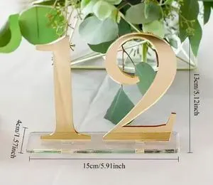 Acrylic Gold Modern Simple Digital Table Number Signage Wedding Party Table Decoration Customizable Circle Shape Place Card