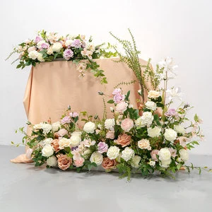 Modern Design J&M Silk Artificial Flower Set Wedding Christmas Home Decoration Floor Row Strip Dining Table Durable Handmade