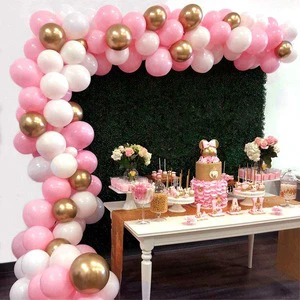 Pink White Metal Gold Latex Balloon Set Kit Chain Set Combination Birthday Party Wedding Decor Pink Backdrop Decoration