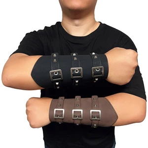 Punk Hip Hop Cosplay Leather Armor Arm Viking Bangles Pirate Knight Gauntlet Wristband Accessories New Men's Bracelet