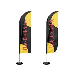 6ft 8ft Custom Printed Cheap Custom Feather Flag Tradeshow Event Wedding Block Flag Banner with Spike Base Wholesale