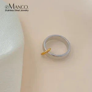 EManco Unisex Classic Stainless Steel PVD Geometric Ring-Personalized Daily Jewelry 48 Hour Shipping