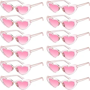 Hot Selling Bachelorette Sunglasses Glitter Love Sun Glasses Pink Shiny Heart Shaped Eyeglasses for Bridal Party