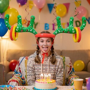 Joyee PVC Inflatable Christmas Ring Toss Game Set Holiday Party Supplies Indoor Outdoor Throwing Toy for Teens
