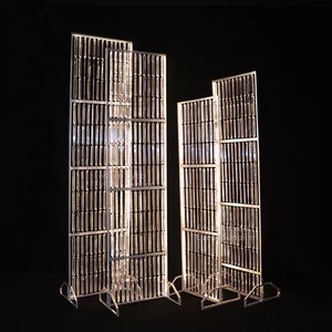 New Design 4 Piece in 1 LED Glittering Screen Stage Movable Acrylic Crystal Wall Backdrop Set for Wedding Party Event Decoration