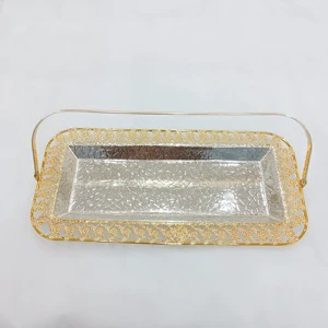 Hot Selling Middle East Hollow-out Iron Moon Crafts Ramadan Festival Supply Gold Silver Meal Tray Eid Mubarak Ramadan Decoration