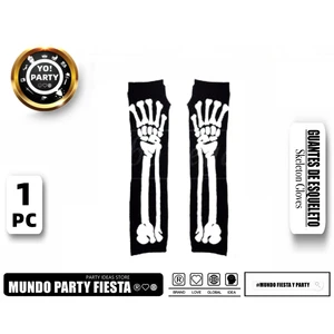 Long Skeleton Halloween Holiday Supplies #60556 Gloves
