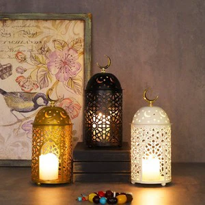 Handmade Muslim Iron Hanging Candle Holder for Ramadan and Eid Decorations Islamic Table Ornaments and Supplies