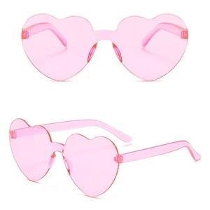 BSBH Wholesale Fashion Heart Shape Rimless Sunglasses Candy Color Party Sung Glasses For Women Girls Party Favor