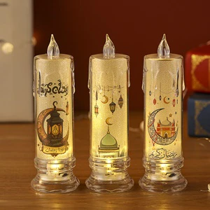 Ramadan LED Crystal Digital Candle Small Desktop Ornaments for Party Decorations Eid Mubarak Supplies
